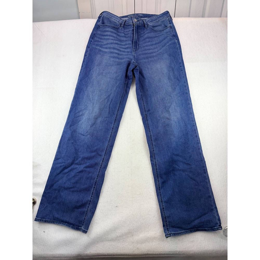 Old Navy Wow Wide Leg High Rise Jeans 14 Tall Medium Wash Blue Denim
